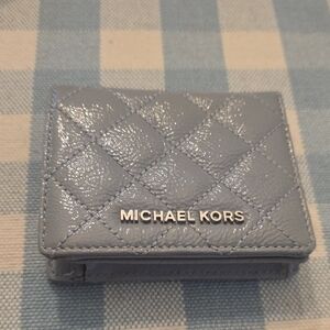 Michael Kors Quilted Patent Card Holder - Blue Gray